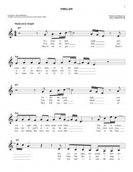 page one of Thriller (Easy Lead Sheet / Fake Book)