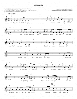 page one of Missing You (Lead Sheet / Fake Book)