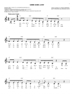page one of Gimme Some Lovin' (Easy Lead Sheet / Fake Book)