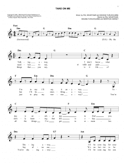 page one of Take On Me (Lead Sheet / Fake Book)