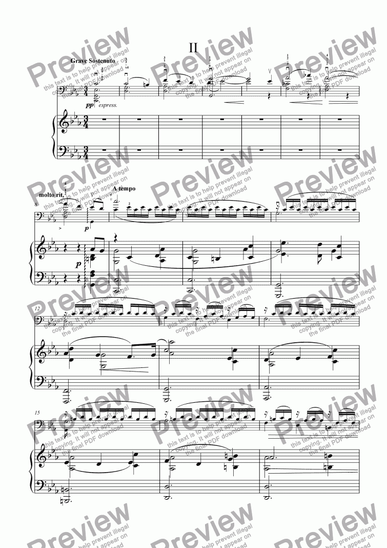 page one of Grave Sostenuto - Cello Sonata in C minor (II mvt.)