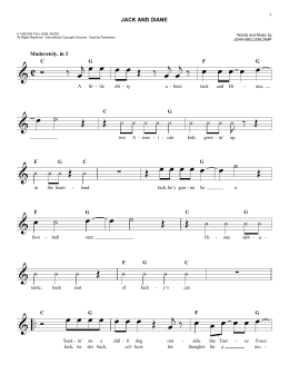 page one of Jack And Diane (Easy Lead Sheet / Fake Book)