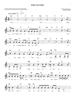 page one of Stray Cat Strut (Easy Lead Sheet / Fake Book)