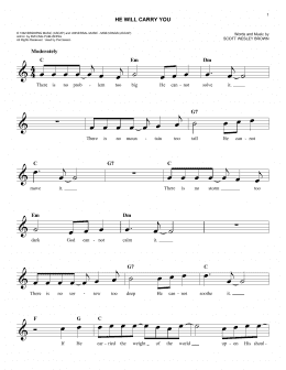 page one of He Will Carry You (Lead Sheet / Fake Book)