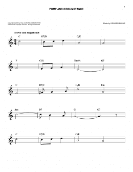 page one of Pomp And Circumstance (Lead Sheet / Fake Book)
