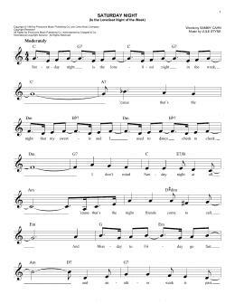 page one of Saturday Night (Is The Loneliest Night Of The Week) (Easy Lead Sheet / Fake Book)