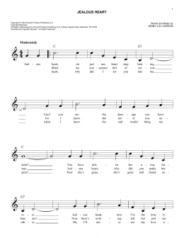 page one of Jealous Heart (Lead Sheet / Fake Book)