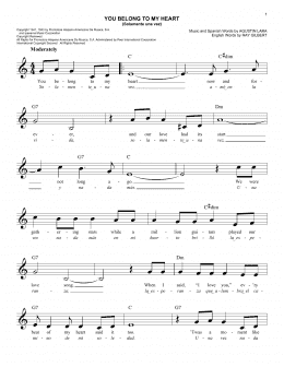 page one of You Belong To My Heart (Solamente Una Vez) (Easy Lead Sheet / Fake Book)