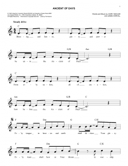 page one of Ancient Of Days (Lead Sheet / Fake Book)