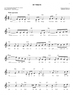 page one of My Tribute (Lead Sheet / Fake Book)