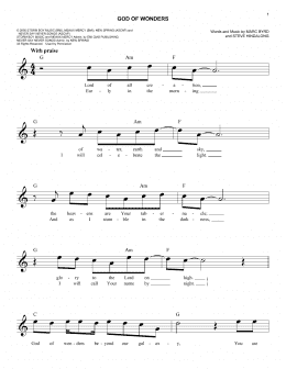 page one of God Of Wonders (Lead Sheet / Fake Book)