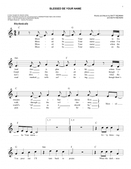 page one of Blessed Be Your Name (Lead Sheet / Fake Book)