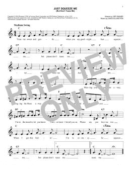 page one of Just Squeeze Me (But Don't Tease Me) (Lead Sheet / Fake Book)