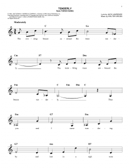 page one of Tenderly (Easy Lead Sheet / Fake Book)