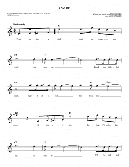 page one of Love Me (Easy Lead Sheet / Fake Book)