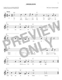 page one of Greensleeves (Easy Lead Sheet / Fake Book)
