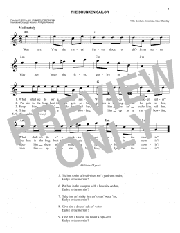 page one of The Drunken Sailor (Lead Sheet / Fake Book)