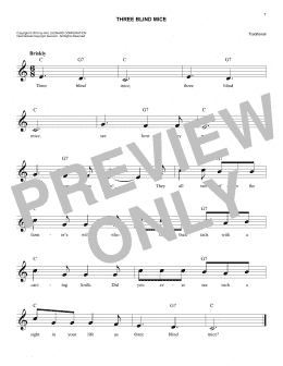 page one of Three Blind Mice (Lead Sheet / Fake Book)