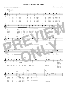 page one of All God's Children Got Shoes (Lead Sheet / Fake Book)