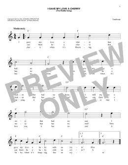 page one of I Gave My Love A Cherry (The Riddle Song) (Easy Lead Sheet / Fake Book)