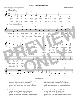 page one of Sweet Betsy From Pike (Lead Sheet / Fake Book)