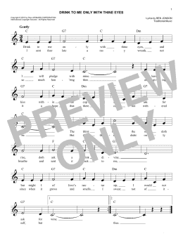 page one of Drink To Me Only With Thine Eyes (Easy Lead Sheet / Fake Book)