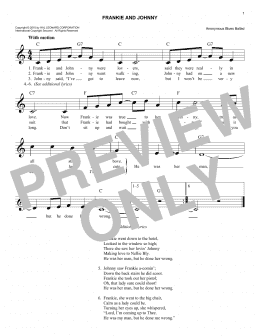 page one of Frankie And Johnny (Lead Sheet / Fake Book)