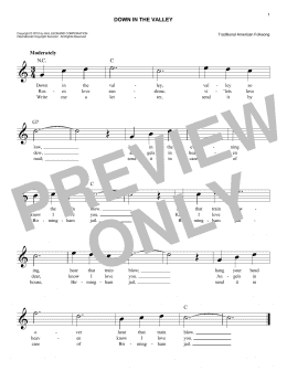 page one of Down In The Valley (Easy Lead Sheet / Fake Book)