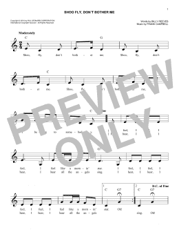 page one of Shoo Fly, Don't Bother Me (Easy Lead Sheet / Fake Book)