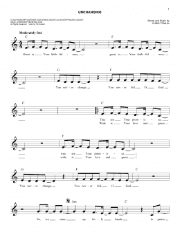 page one of Unchanging (Lead Sheet / Fake Book)