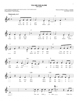 page one of You Are God Alone (Not A God) (Lead Sheet / Fake Book)