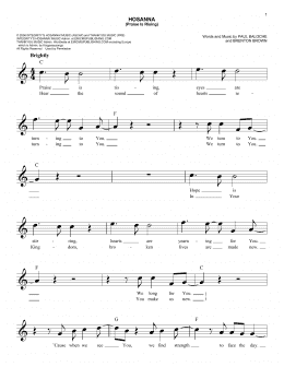 page one of Hosanna (Praise Is Rising) (Easy Lead Sheet / Fake Book)