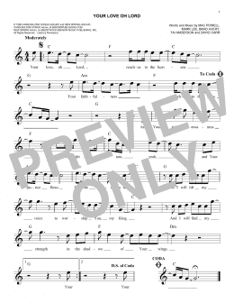 page one of Your Love Oh Lord (Lead Sheet / Fake Book)