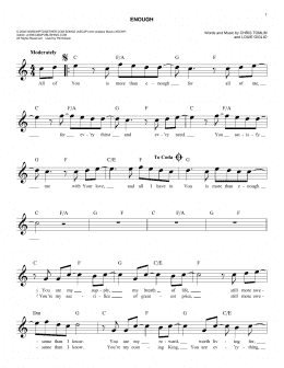 page one of Enough (Lead Sheet / Fake Book)