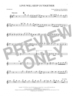 page one of Love Will Keep Us Together (Tenor Sax Solo)
