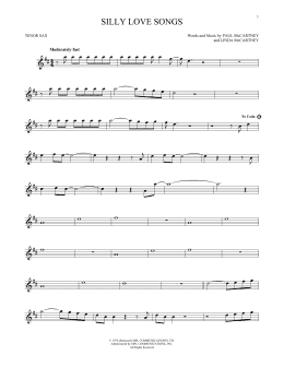 page one of Silly Love Songs (Tenor Sax Solo)
