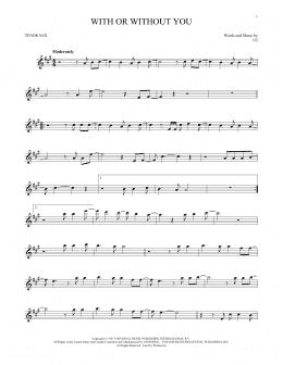page one of With Or Without You (Tenor Sax Solo)
