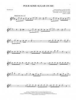 page one of Pour Some Sugar On Me (Tenor Sax Solo)