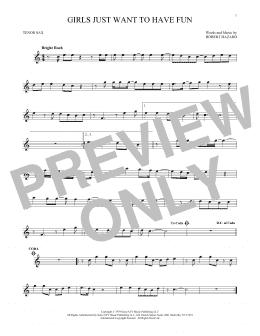 page one of Girls Just Want To Have Fun (Tenor Sax Solo)