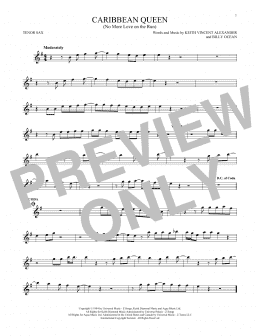 page one of Caribbean Queen (No More Love On The Run) (Tenor Sax Solo)