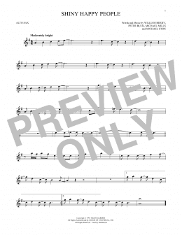page one of Shiny Happy People (Alto Sax Solo)