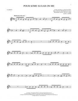 page one of Pour Some Sugar On Me (Clarinet Solo)