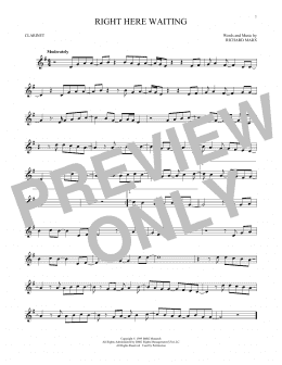 page one of Right Here Waiting (Clarinet Solo)