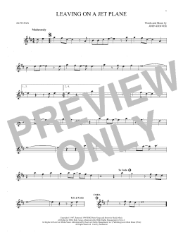 page one of Leaving On A Jet Plane (Alto Sax Solo)