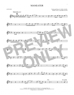 page one of Maneater (Alto Sax Solo)