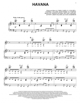 page one of Havana (feat. Young Thug) (Piano, Vocal & Guitar Chords (Right-Hand Melody))