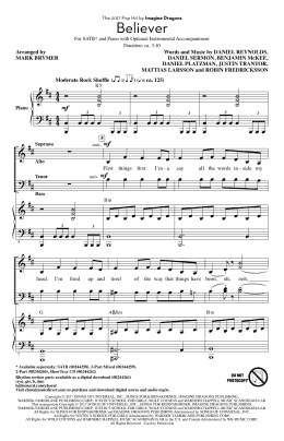 page one of Believer (arr. Mark Brymer) (SATB Choir)