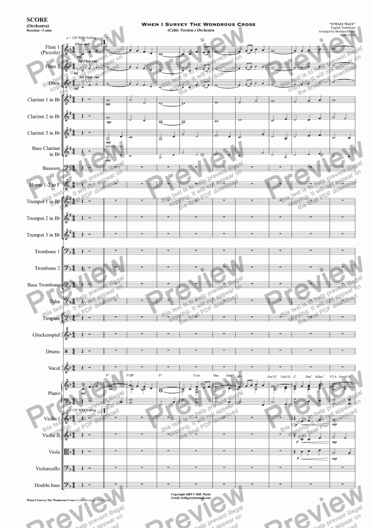 page one of When I Survey The Wondrous Cross (Celtic Version) - Orchestra
