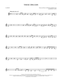 page one of These Dreams (Clarinet Solo)