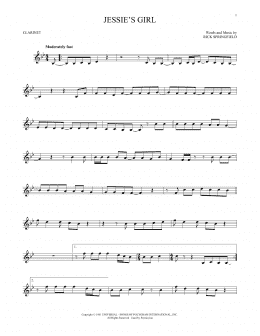 page one of Jessie's Girl (Clarinet Solo)